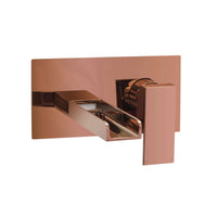 Plaza waterfall wall mounted basin mixer tap contemporary - rose gold - Taps