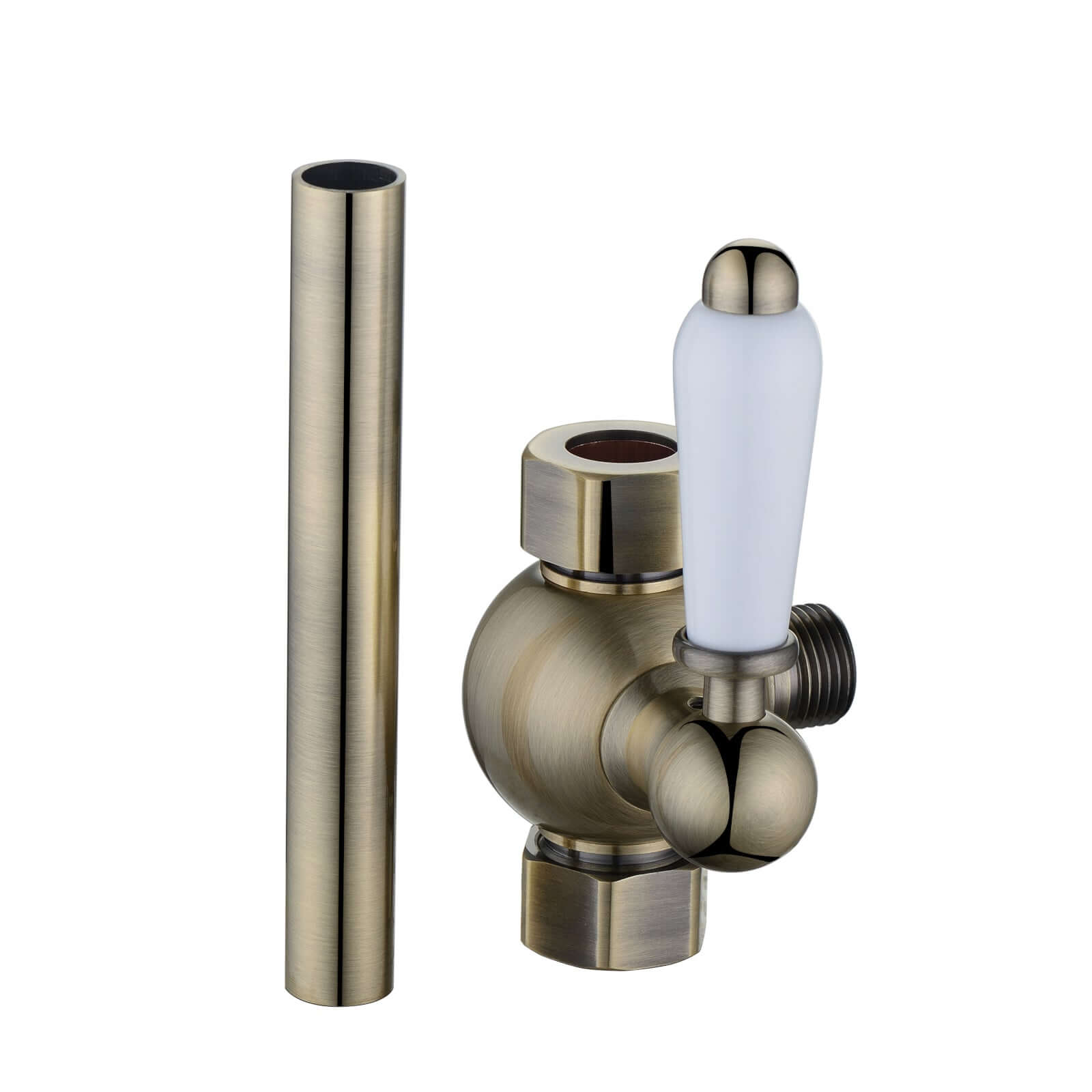 Downton traditional shower diverter with 18mm diameter extension pipe - antique bronze - Showers