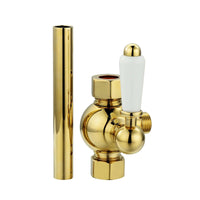 Downton traditional shower diverter with 18mm diameter extension pipe - English gold & white - Showers