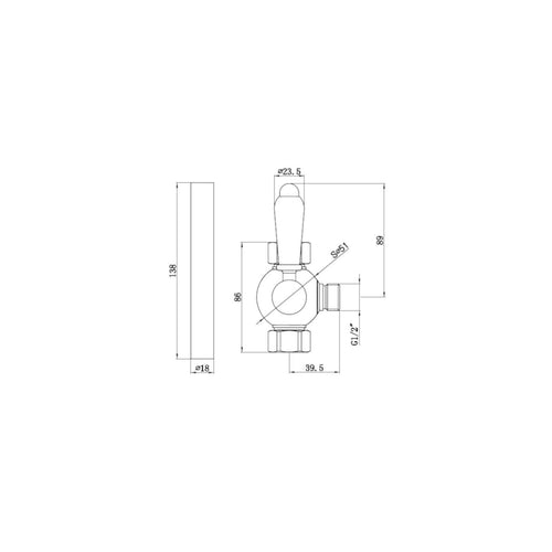 Buy Downton traditional shower diverter with 18mm diameter extension pipe - gold online UK