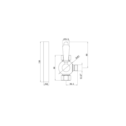 Buy Downton traditional shower diverter with 18mm diameter extension pipe - chrome online UK