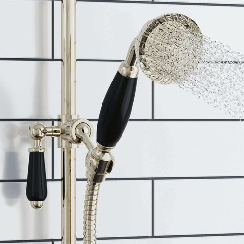 Buy Traditional hand shower ceramic brass - gold & black online UK