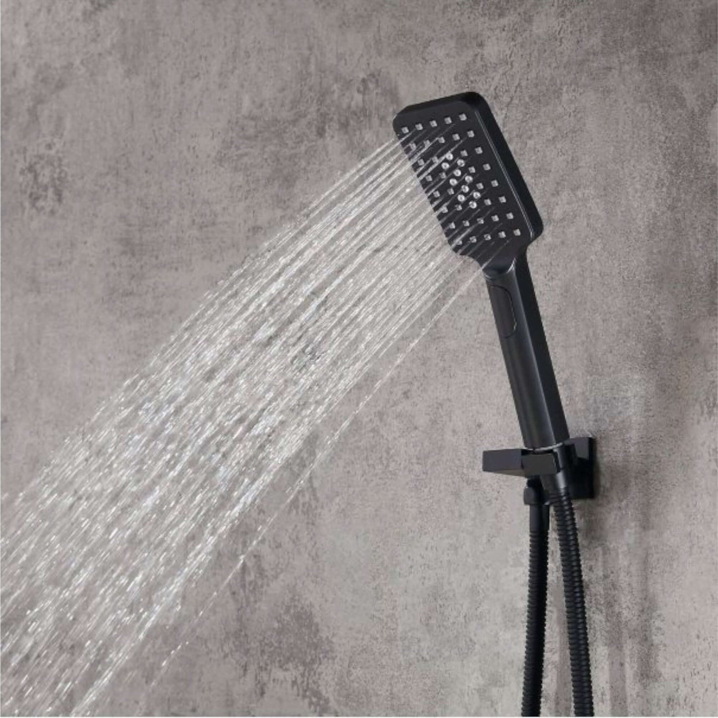 Modern square multi function hand shower 3 setting - black - Showers