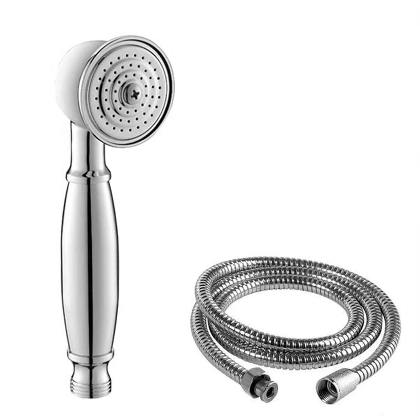 Traditional Handheld Shower Head and Hose Kit Brass Chrome at £24.99