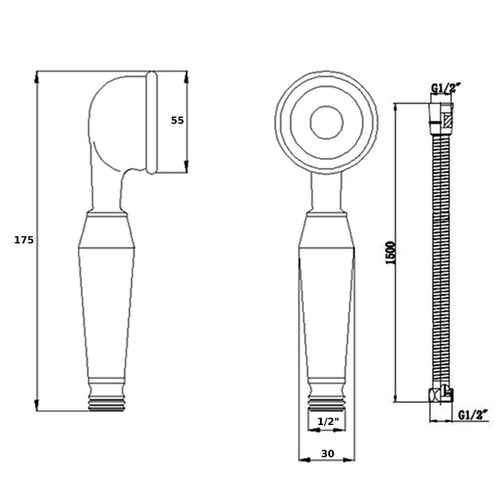 Buy Traditional Handheld Shower Head and Hose Kit Brass - Chrome online UK