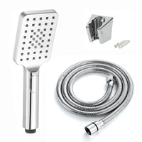 Contemporary Square 3 Function Hand Shower Kit Incl. Hose And Wall Bracket - Chrome - Showers