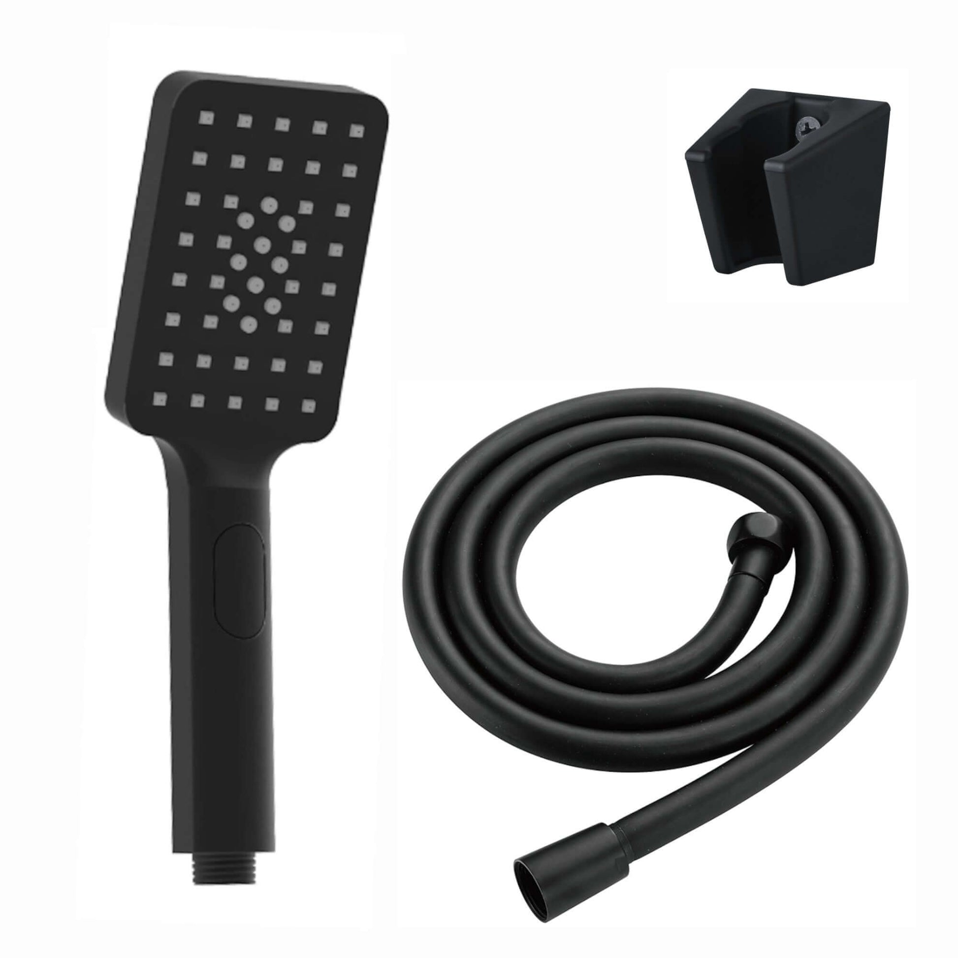 Contemporary Square 3 Function Hand Shower Kit Incl. Hose And Wall Bracket - Black - Showers