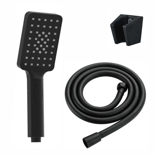 Buy Contemporary Square 3 Function Hand Shower Kit Incl. Hose And Wall Bracket - Black online UK
