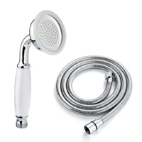 Traditional Handheld Shower Head and Hose Kit Brass with White Ceramic Details - Chrome - Showers