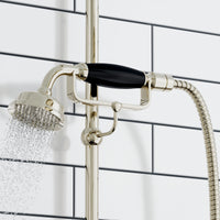Traditional Handheld Shower Head and Hose Kit Brass with Black Ceramic Details - English Gold - Showers