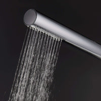 Premium Round Pencil Hand Shower With Silicone Jets Kit Incl. Hose And Luxury Brass Wall Bracket - Chrome - Showers