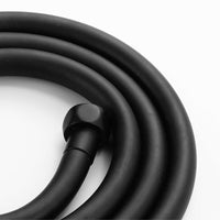 Premium Round Pencil Hand Shower With Silicone Jets Kit Incl. Hose And Luxury Brass Wall Bracket - Matte Black - Showers
