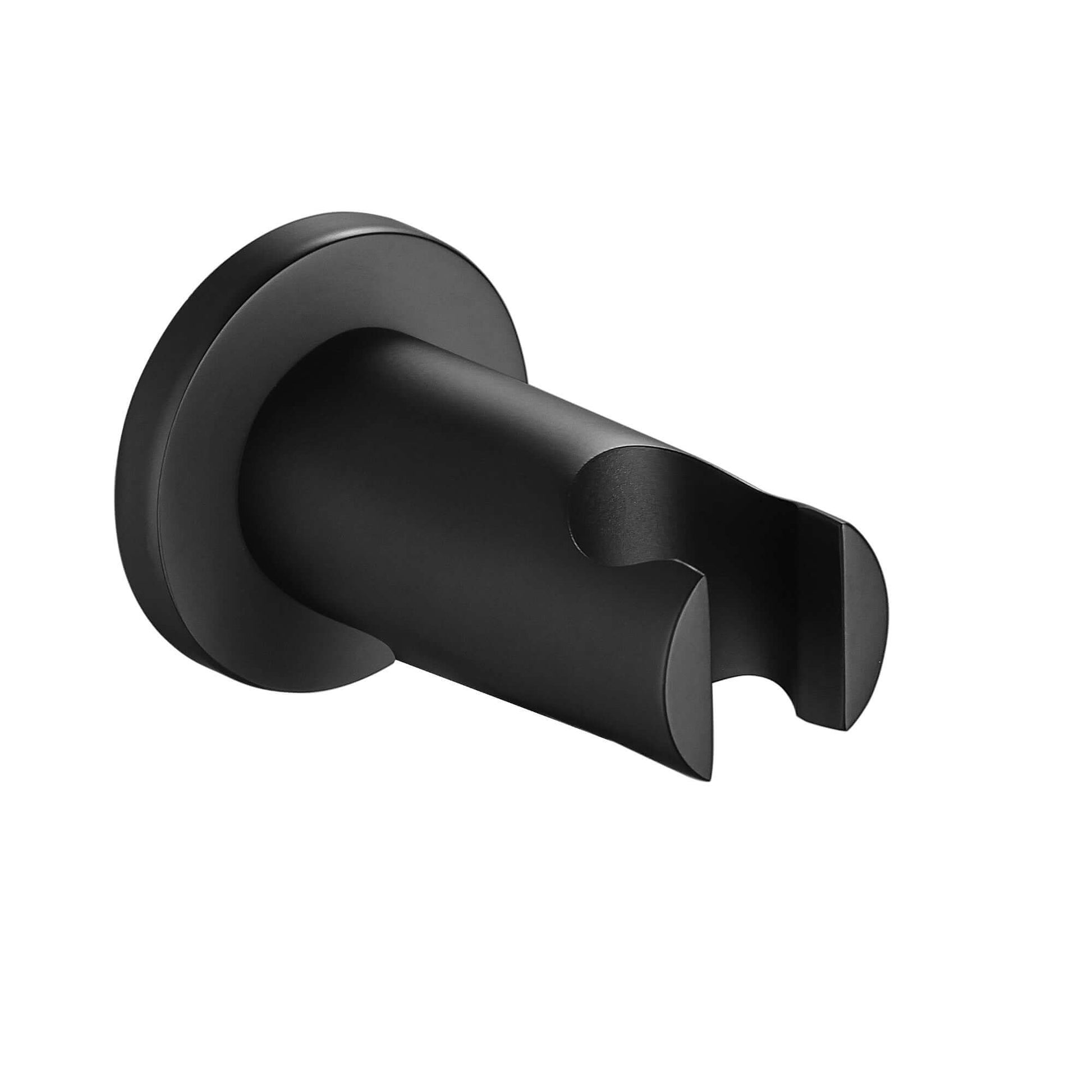 Premium Round Pencil Hand Shower With Silicone Jets Kit Incl. Hose And Luxury Brass Wall Bracket - Matte Black - Showers