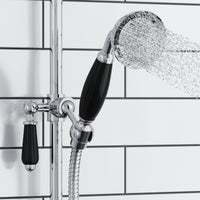 Traditional Handheld Shower Head and Hose Kit Brass with Black Ceramic Details - Chrome - Showers