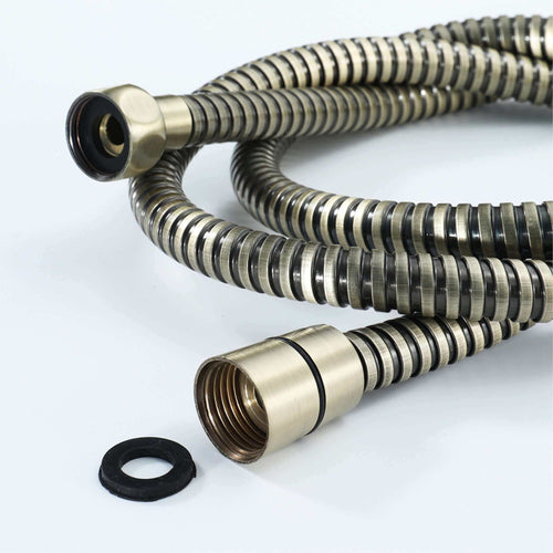 Buy Traditional Handheld Shower Head and Hose Kit Brass with White Ceramic Details - Antique Brass online UK