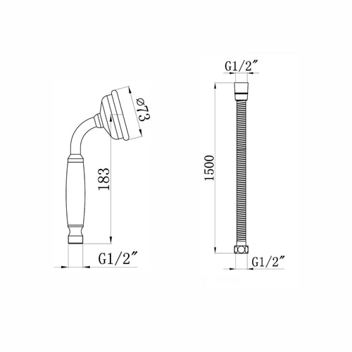 Buy Traditional Handheld Shower Head and Hose Kit Brass with White Ceramic Details - Antique Brass online UK