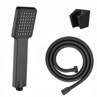 Square Paddle Hand Shower Kit incl. Hose and Wall Bracket - Black