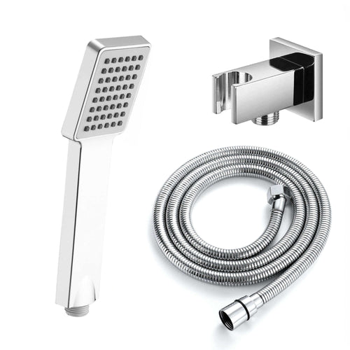 Buy Square Paddle Hand Shower Kit incl. Hose and Wall Bracket with Outlet - Chrome online UK