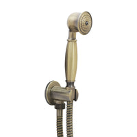 Traditional Brass Hand Shower Kit Incl. Hose and Shower Head Holder with Outlet - Antique Bronze - Showers