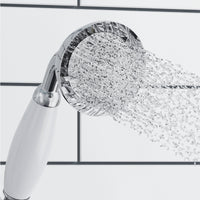 Traditional Brass & White Ceramic Hand Shower Kit Incl. Hose And Wall Bracket With Outlet - Chrome - Showers