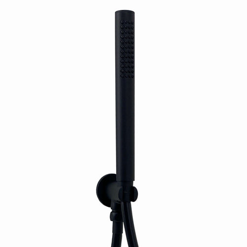 Buy Premium Round Pencil Hand Shower With Silicone Jets Kit Incl. Hose And Wall Bracket With Outlet - Matt Black online UK