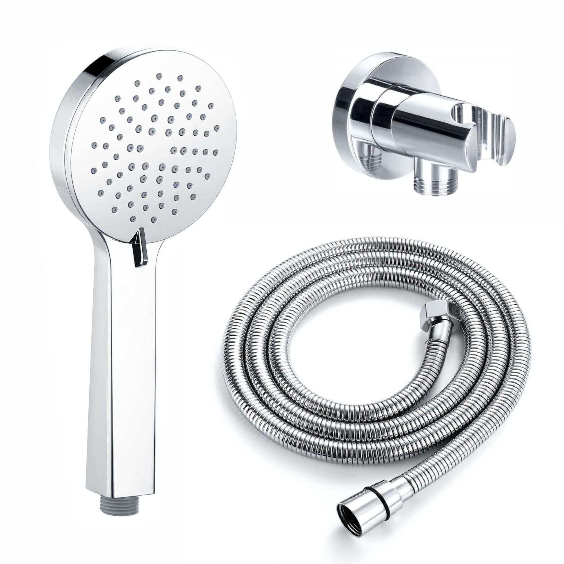 Contemporary 3 Function Hand Shower Kit Incl. Hose And Wall Bracket With Outlet - Chrome - Showers
