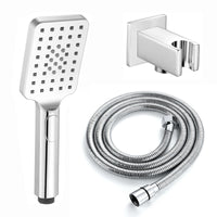 Contemporary Square 3 Function Hand Shower Kit Incl. Hose And Wall Bracket With Outlet - Chrome
