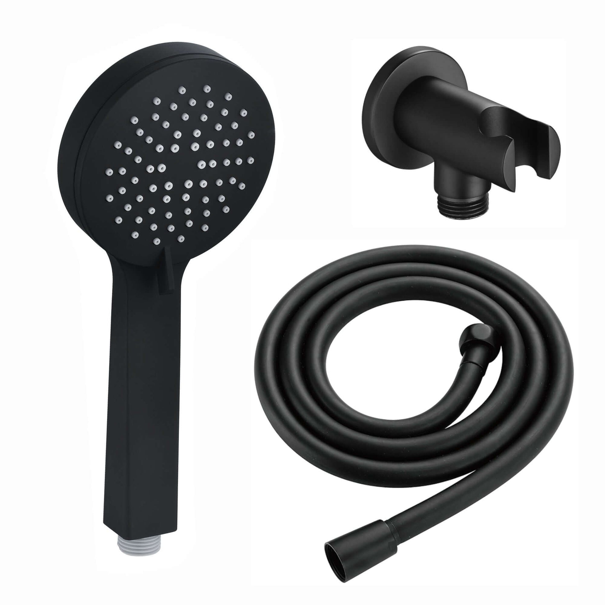Contemporary 3 Function Hand Shower Kit Incl. Hose And Wall Bracket With Outlet - Black - Showers