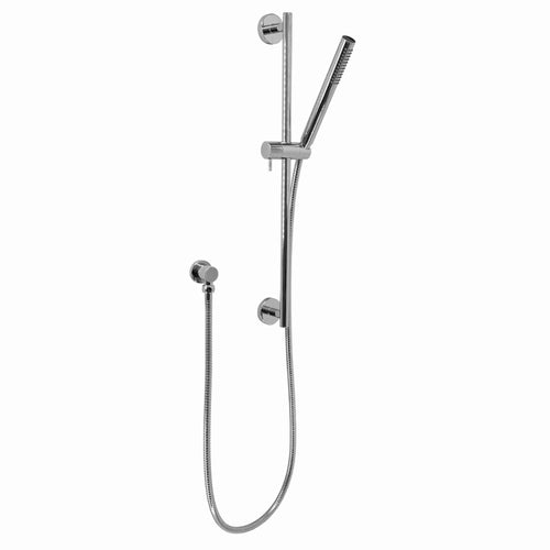 Buy Contemporary Shower Slider Riser Rail Kit With Pencil Shower Head, Hose and Wall Elbow - Chrome online UK