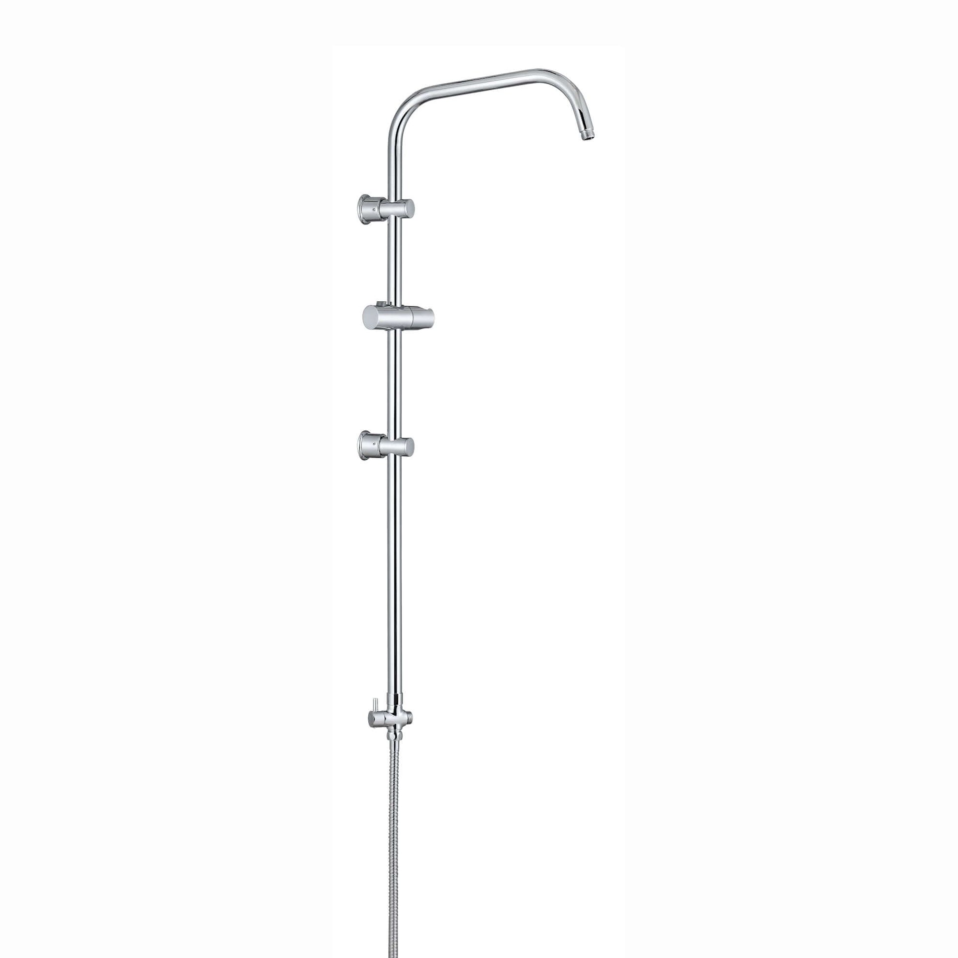 Carre shower adjustable rigid riser rail angled with 2 wall brackets, handset bracket, diverter, connecting hose - chrome - Showers