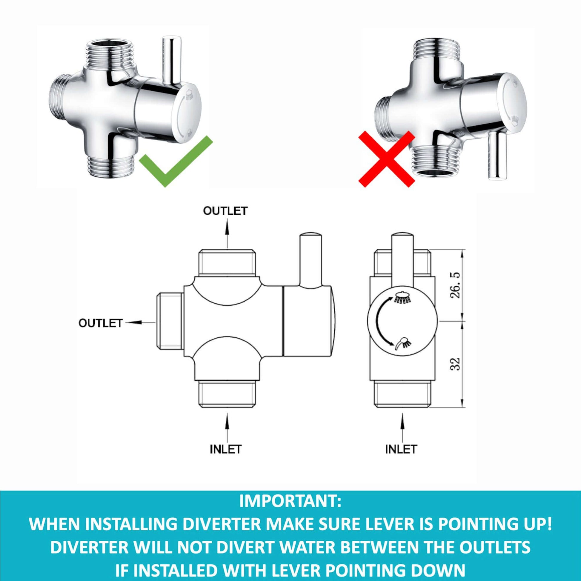 Carre shower adjustable rigid riser rail angled with 2 wall brackets, handset bracket, diverter, connecting hose - chrome - Showers