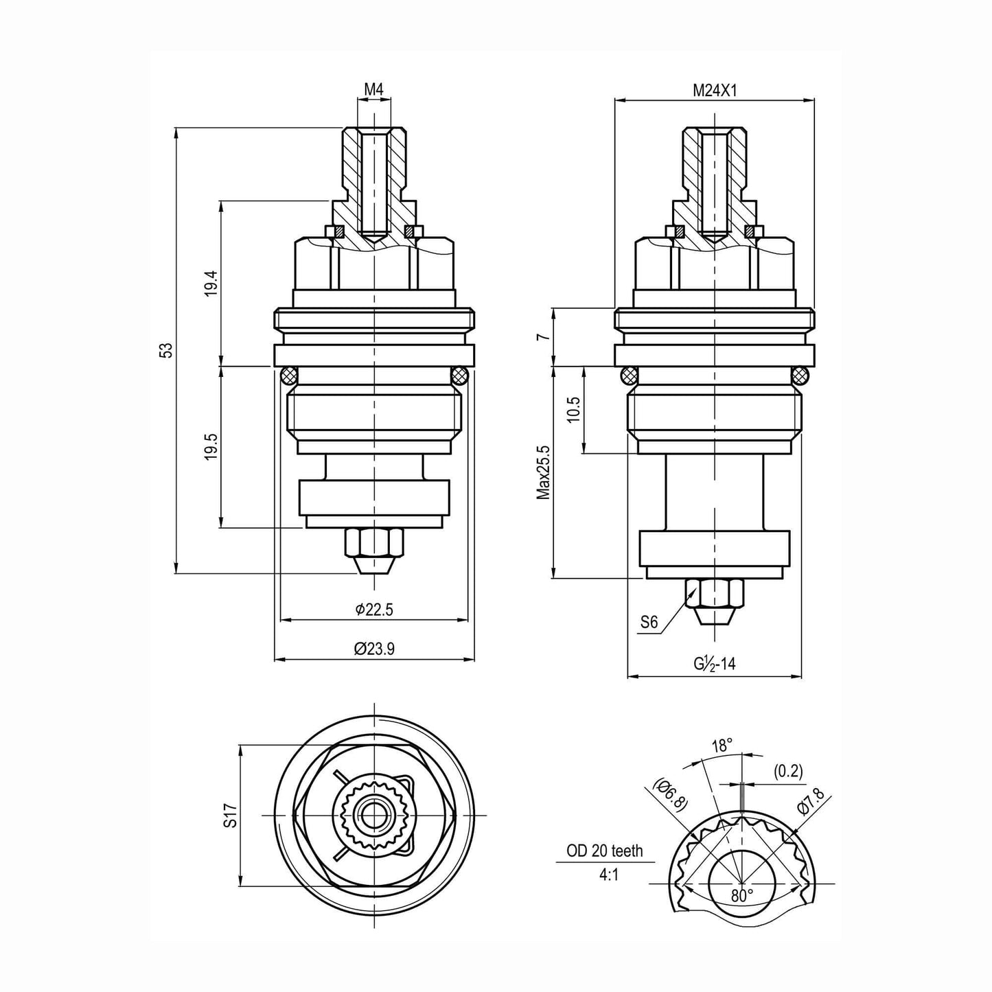 Compression brass valve 1/2" - Langley