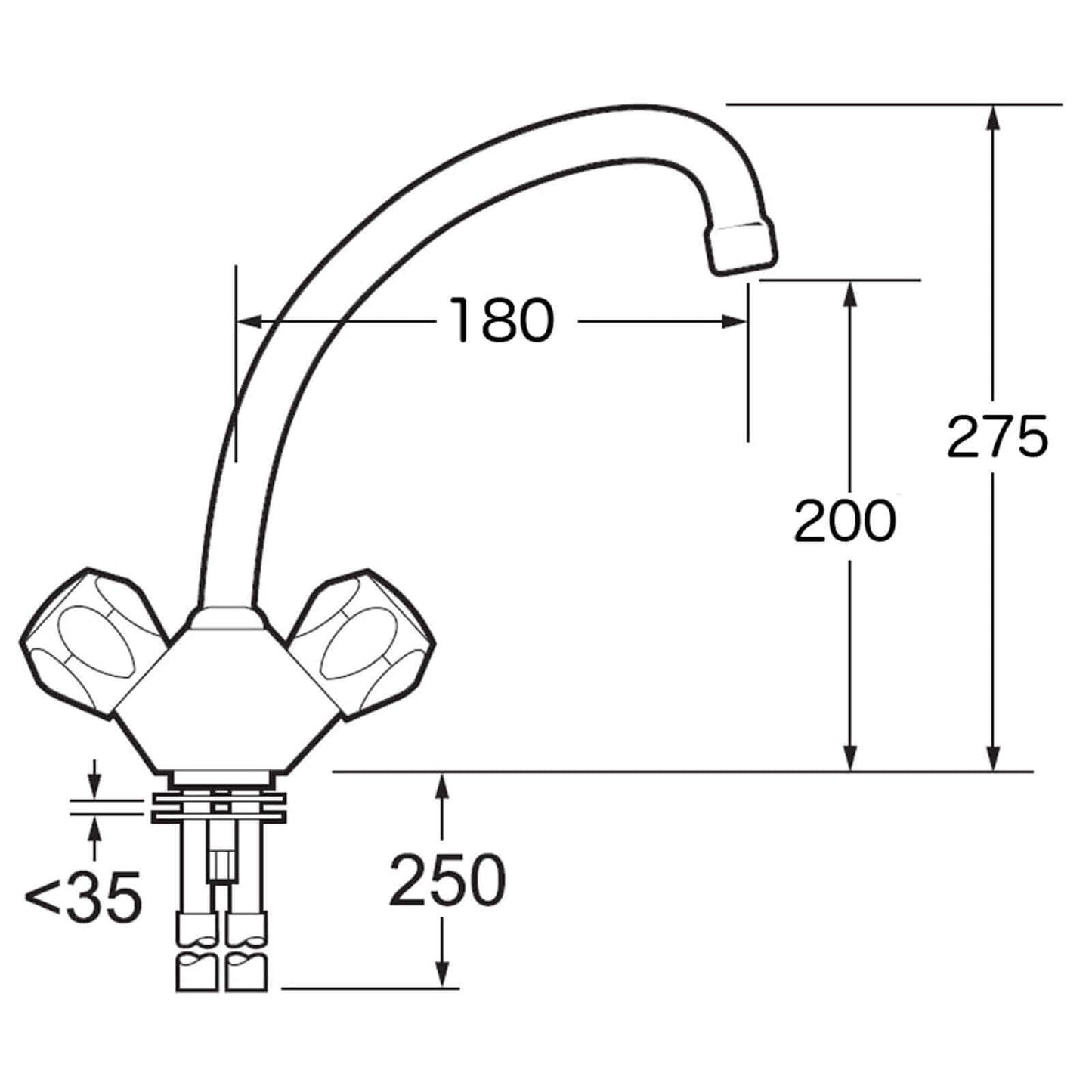 Richmond dual flow kitchen sink tap twin round knobs - cream beige - Kitchen