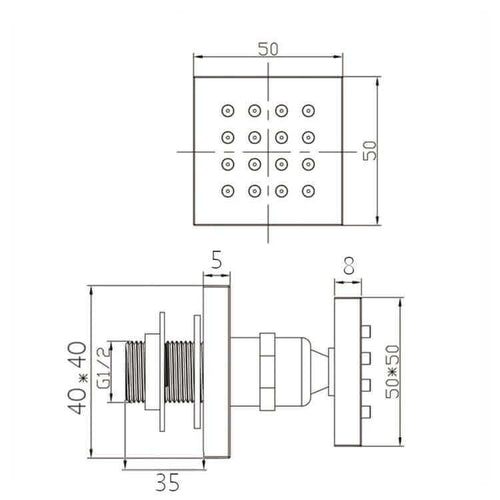 Buy Square shower body jet - chrome online UK