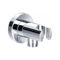 Round shower outlet elbow with holder for handheld shower head - chrome - Showers