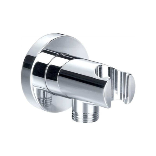Buy Round shower outlet elbow with holder for handheld shower head - chrome online UK