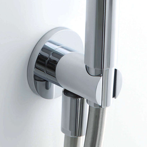 Buy Round shower outlet elbow with holder for handheld shower head - chrome online UK