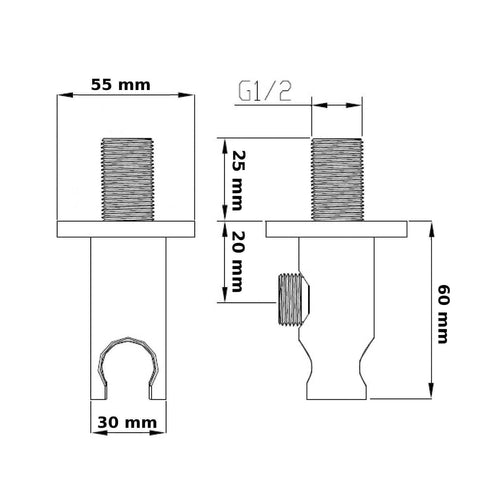 Buy Round shower outlet elbow with holder for handheld shower head - antique brass online UK