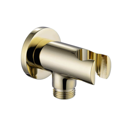 Buy Round shower outlet elbow with holder for handheld shower head - gold online UK