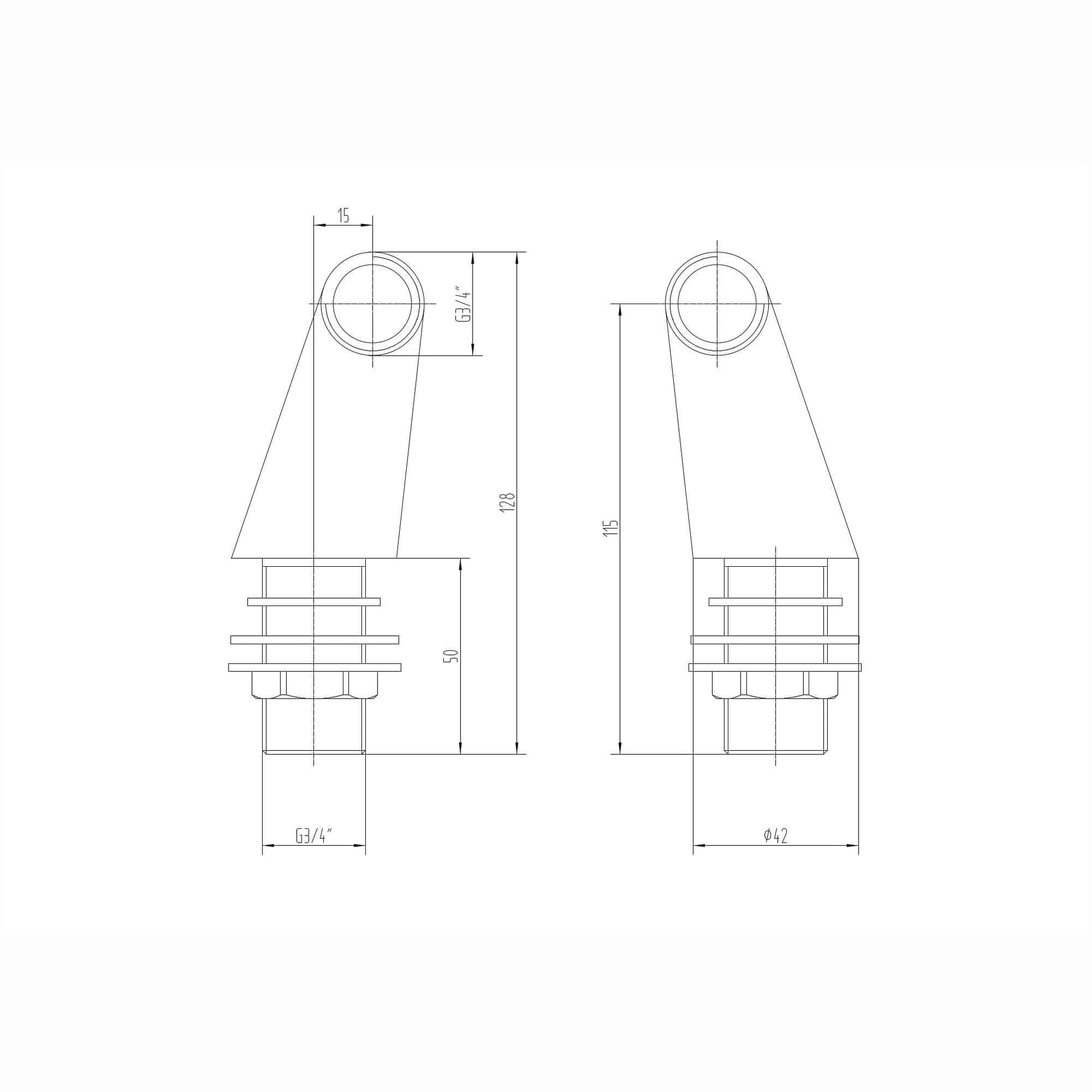 Pair of standard bath tap legs for deck mounting - matte black - Taps
