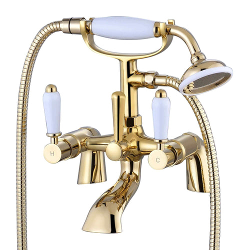 Buy Pair of standard bath tap legs for deck mounting - gold online UK