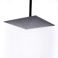 Square ultra slim shower head stainless steel 400mm - matte black - Showers