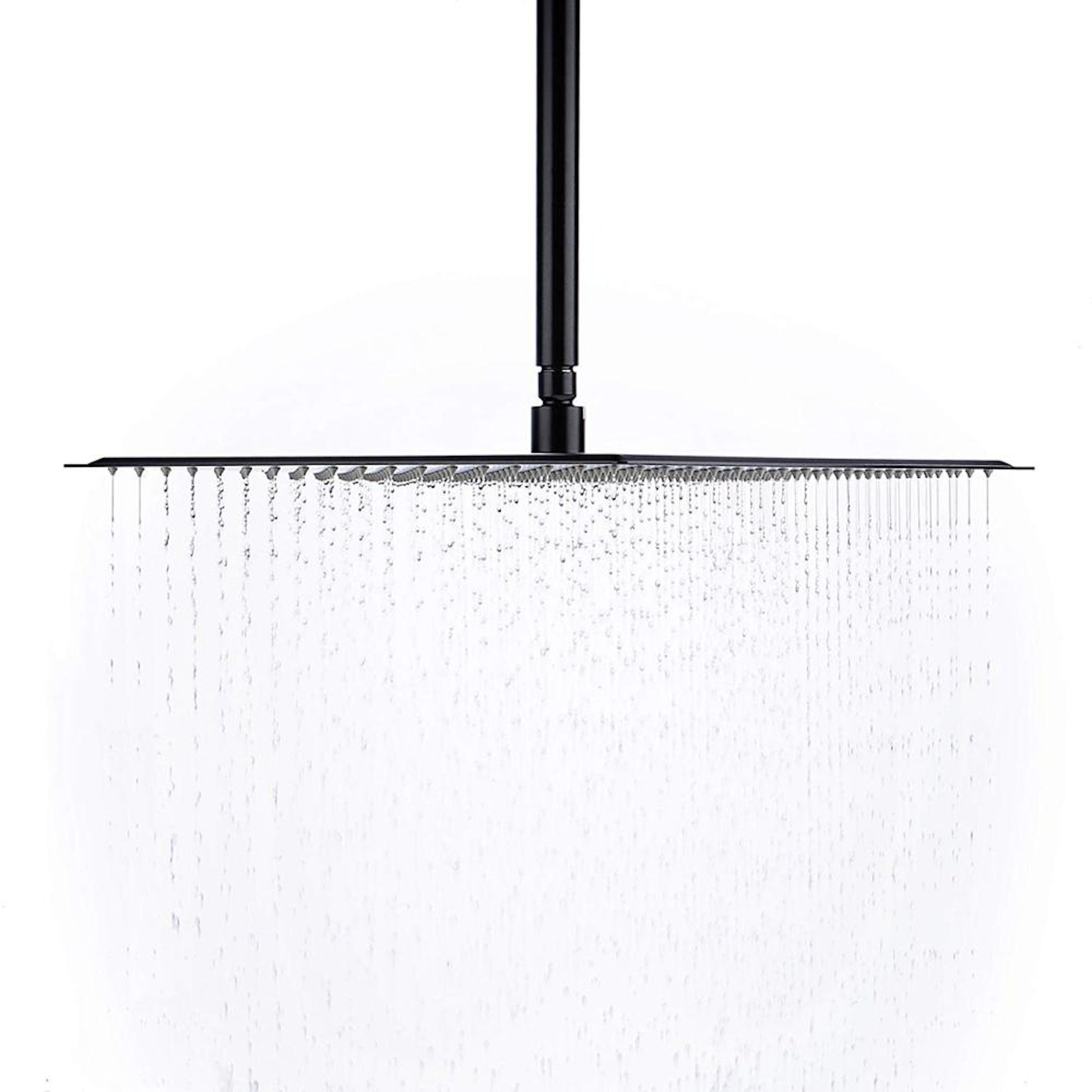 Square ultra slim shower head stainless steel 400mm - matte black - Showers
