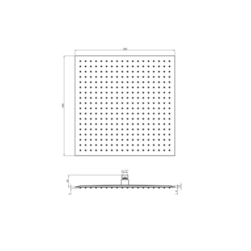 Buy Square ultra slim shower head stainless steel 400mm - matt black online UK