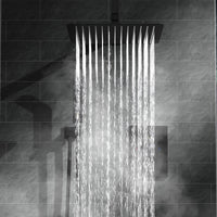 Square ultra slim shower head stainless steel 200mm - matte black - Showers