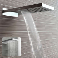 Rectangular dual fixed shower head (waterfall + rainfall) 575 x 230mm - chrome - Showers