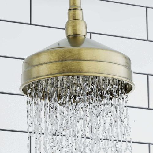 Buy Traditional Wall Fixed Apron Brass Shower Head 6" With Shower Arm - Antique Brass online UK