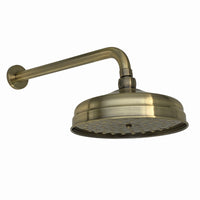 Traditional Wall Fixed Apron Brass Shower Head 8" With Shower Arm - Antique Bronze