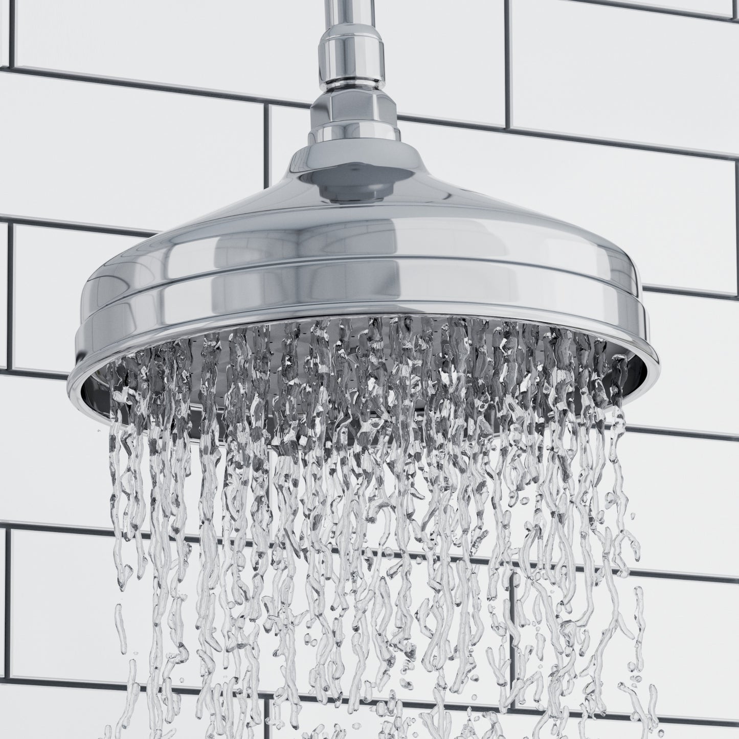 Traditional Ceiling Fixed Apron Brass Shower Head 8" With 180mm Ceiling Shower Arm - Chrome