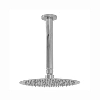 Contemporary Ceiling Fixed Round Ultra Slim Stainless Steel Shower Head 8" With 180mm Ceiling Shower Arm - Chrome